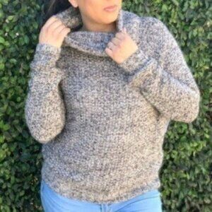 New! Volcom Metallic Knit Cowl Gray Sweater